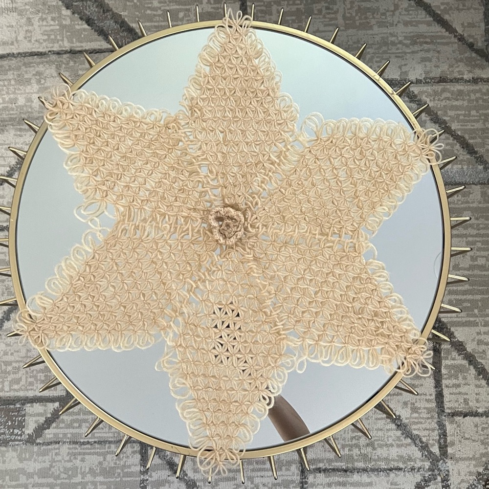 Beige Cotton Handmade Crochet Lace Tablecloth Doilies Table